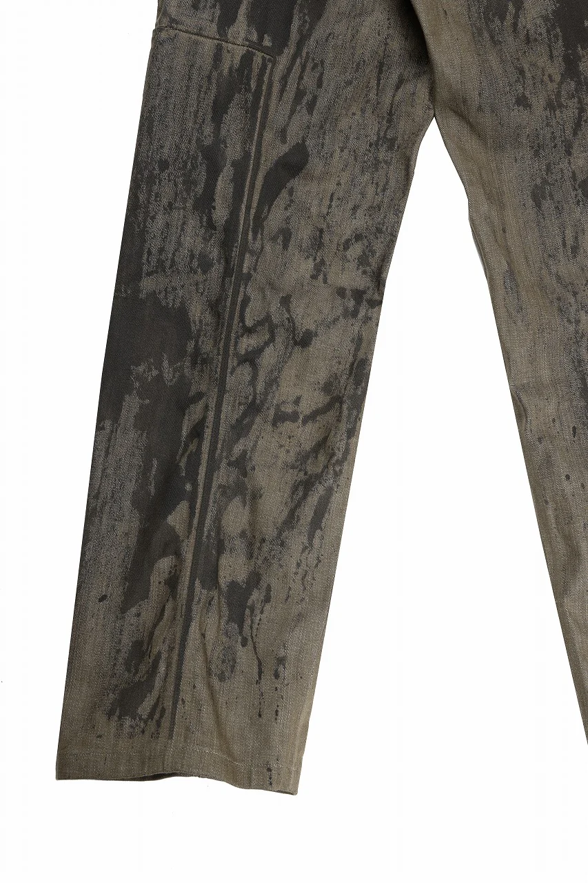 OPPOSE DUALITY 10POCKET PANEL DENIM TROUSERS / HAND PAINTED ACRYLIC RESIN (DIRT GREEN) - Image 15