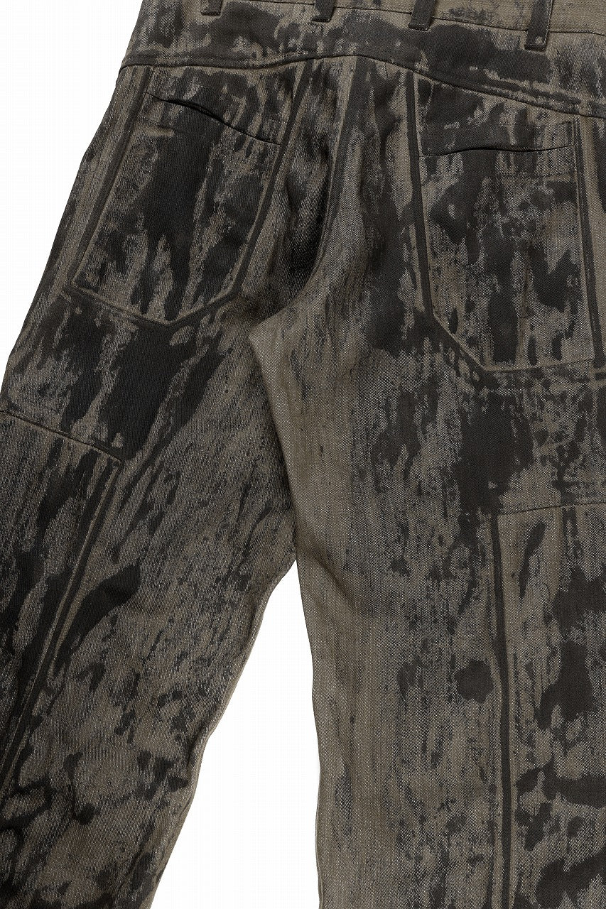 OPPOSE DUALITY 10POCKET PANEL DENIM TROUSERS / HAND PAINTED ACRYLIC RESIN (DIRT GREEN) - Image 16