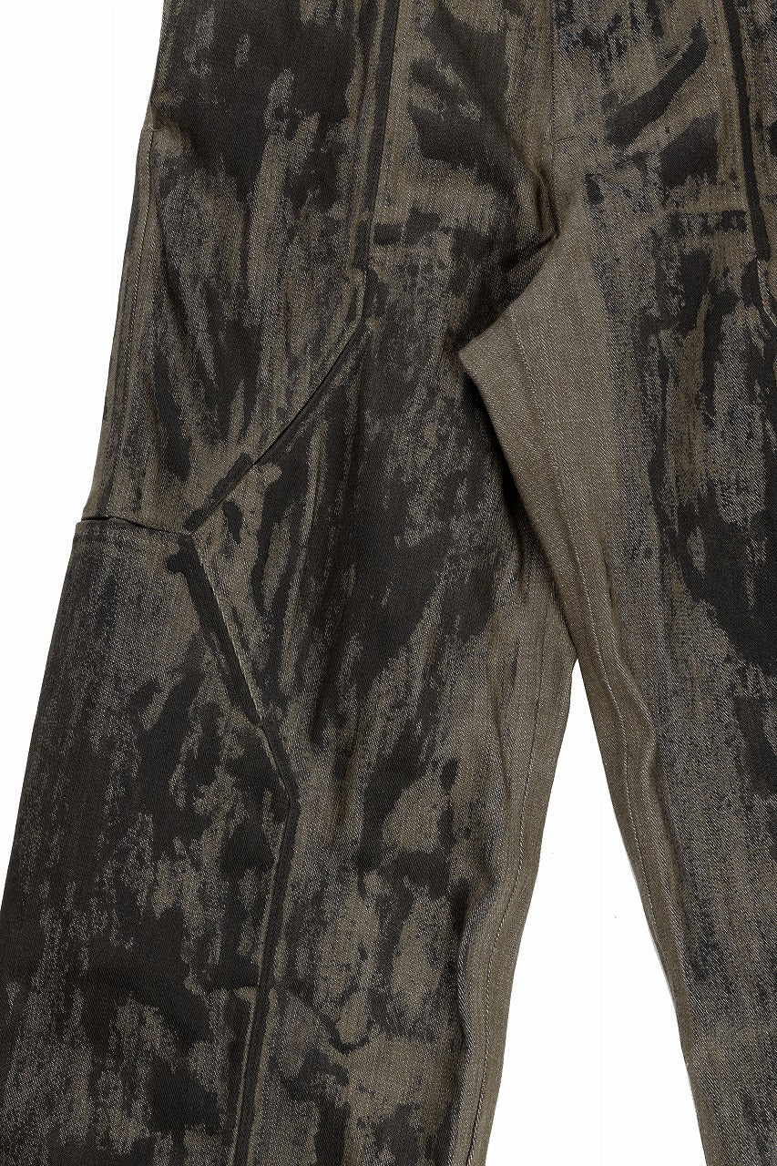 OPPOSE DUALITY 10POCKET PANEL DENIM TROUSERS / HAND PAINTED ACRYLIC RESIN (DIRT GREEN) - Image 5