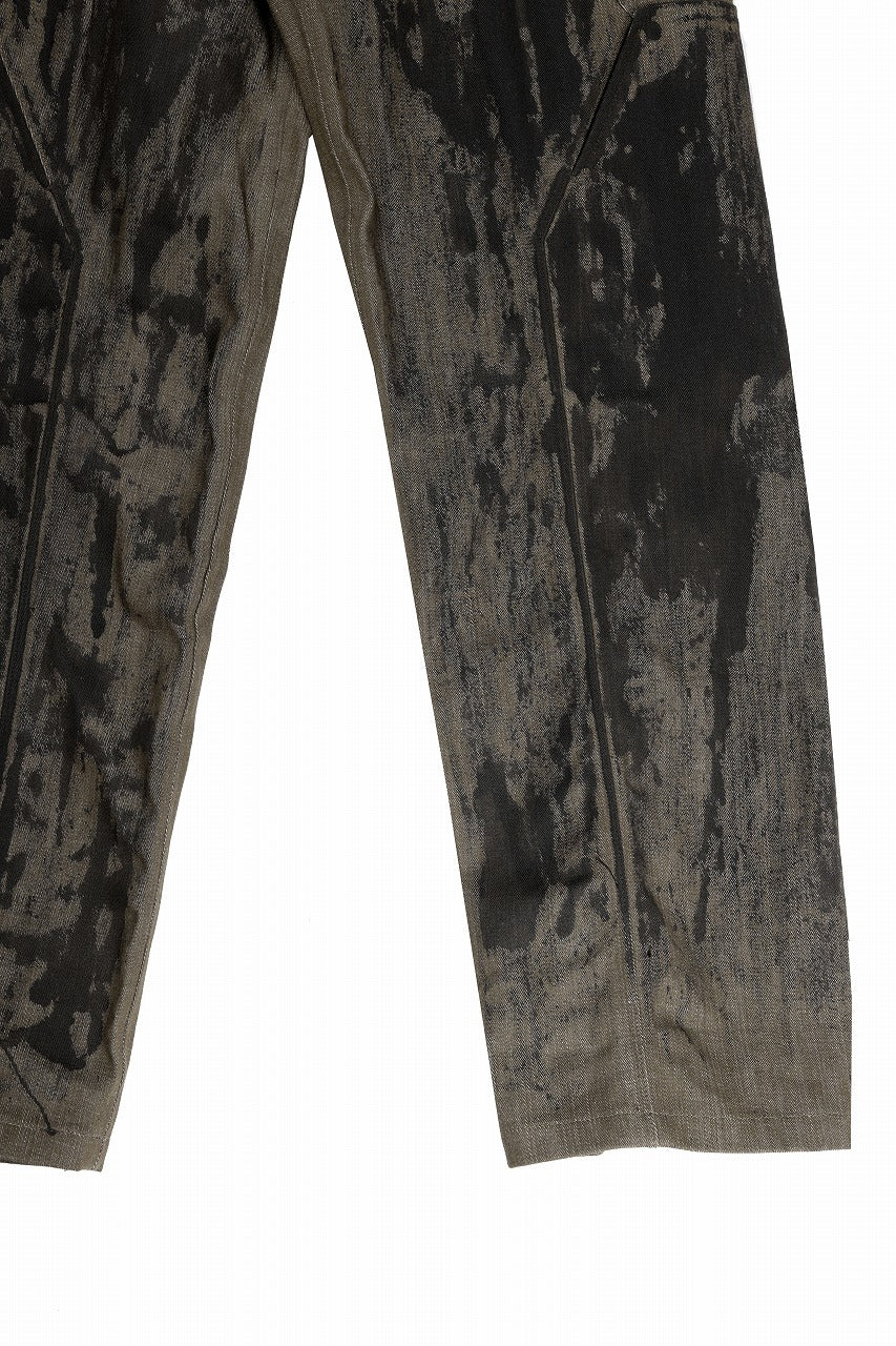 OPPOSE DUALITY 10POCKET PANEL DENIM TROUSERS / HAND PAINTED ACRYLIC RESIN (DIRT GREEN) - Image 6