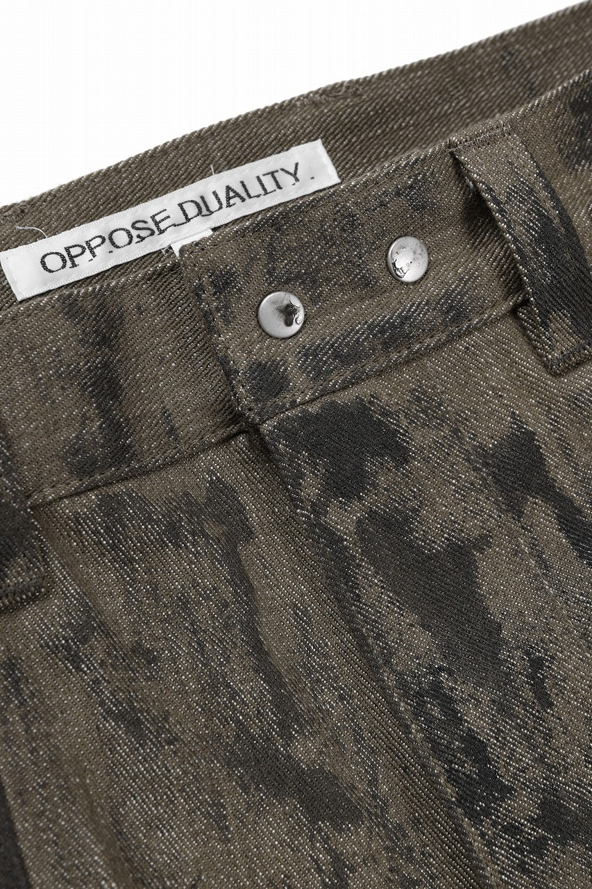 OPPOSE DUALITY 10POCKET PANEL DENIM TROUSERS / HAND PAINTED ACRYLIC RESIN (DIRT GREEN) - Image 8