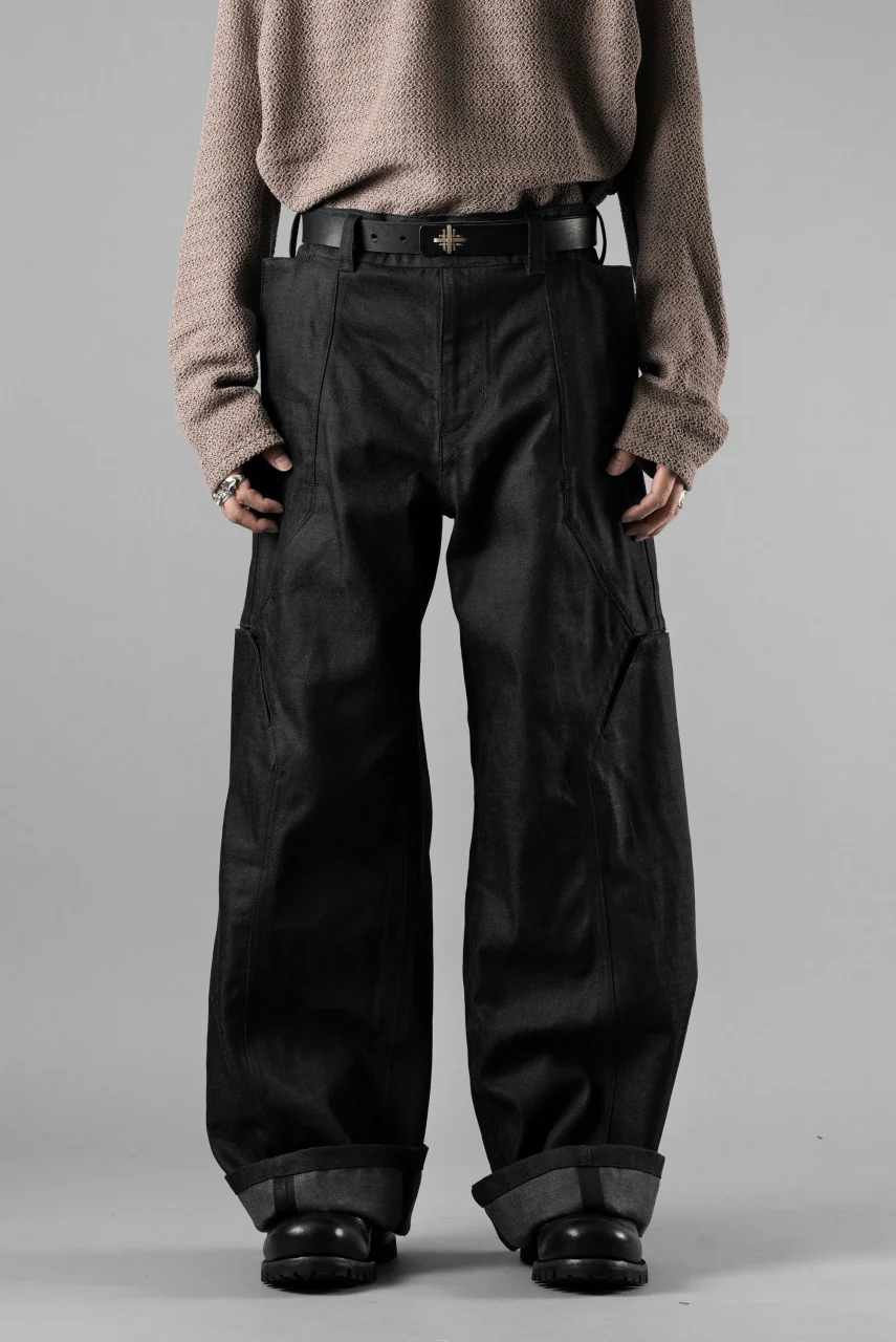 OPPOSE DUALITY 8POCKET PANEL WIDE DENIM TROUSERS (BLACK GREY) - Image 2
