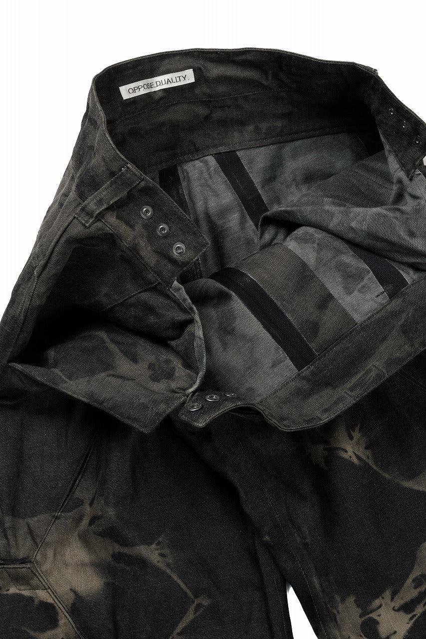 OPPOSE DUALITY 8POCKET PANEL WIDE DENIM TROUSERS / HAND BLEACHED DENIM (BLACK GREY BLEACH) - Image 10
