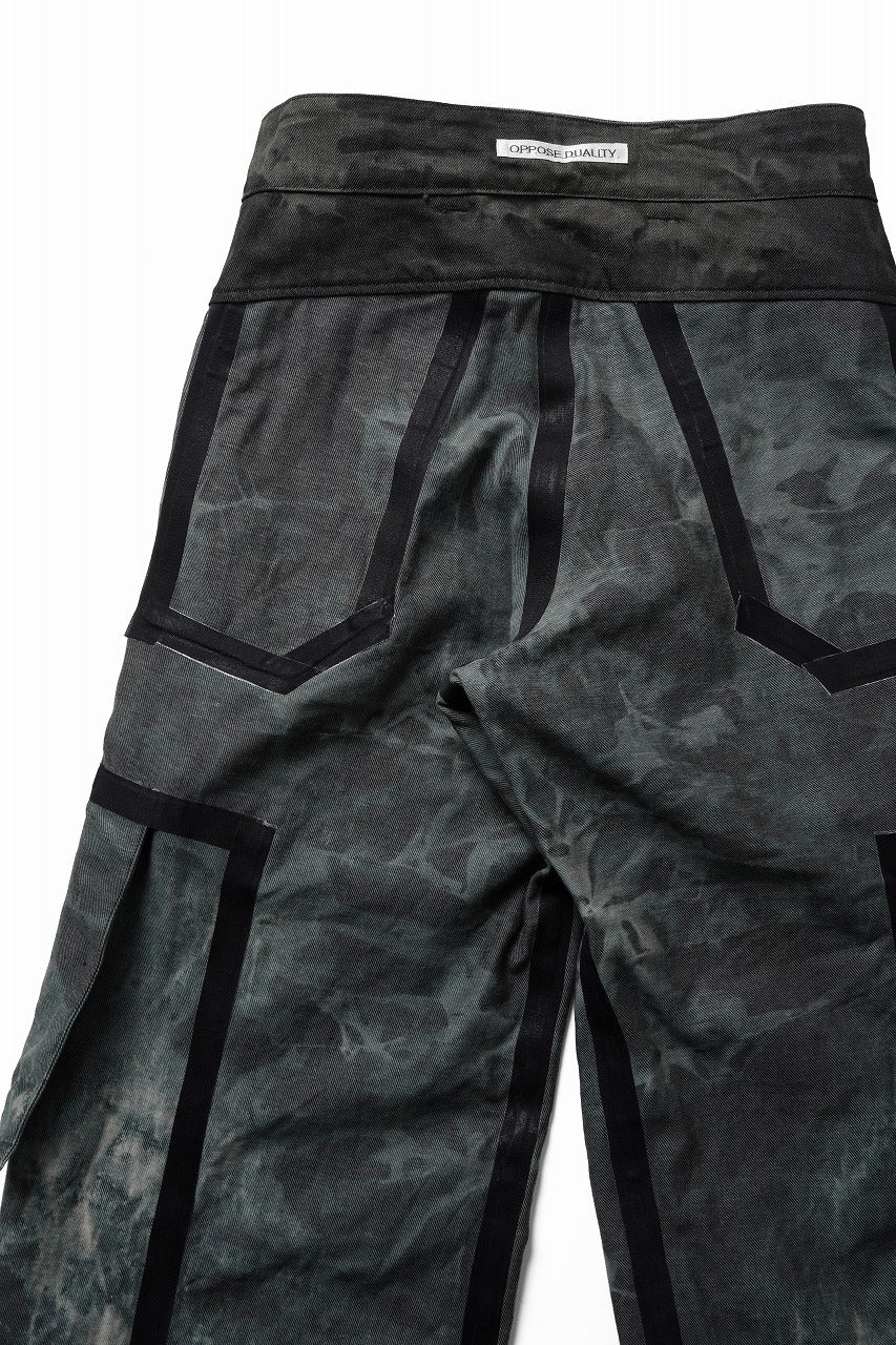 OPPOSE DUALITY 8POCKET PANEL WIDE DENIM TROUSERS / HAND BLEACHED DENIM (BLACK GREY BLEACH) - Image 16