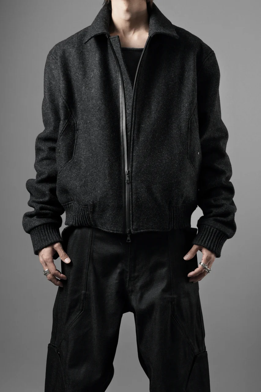 OPPOSE DUALITY MELTON BOMBER JACKET (BLACK) - Image 12