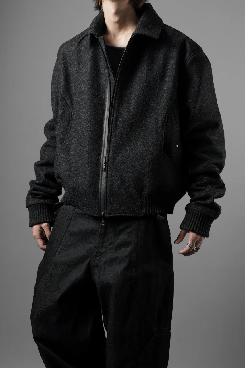 OPPOSE DUALITY MELTON BOMBER JACKET (BLACK) - Image 13