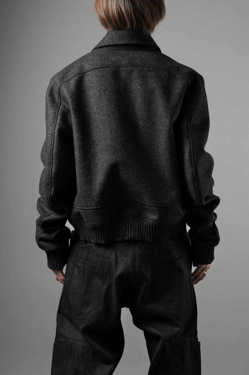 OPPOSE DUALITY MELTON BOMBER JACKET (BLACK) - Image 14
