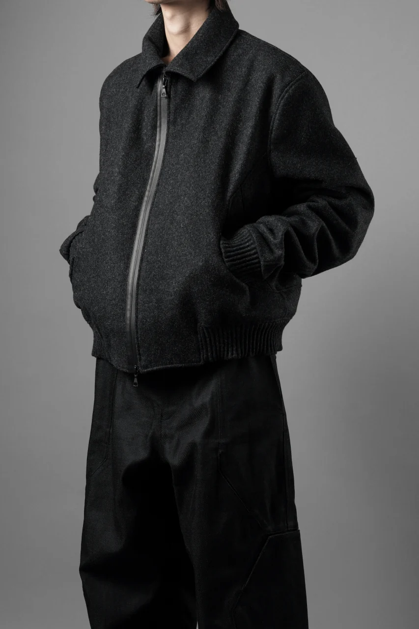 OPPOSE DUALITY MELTON BOMBER JACKET (BLACK) - Image 15