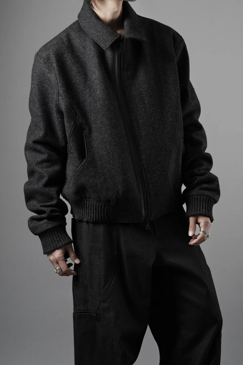OPPOSE DUALITY MELTON BOMBER JACKET (BLACK) - Image 18