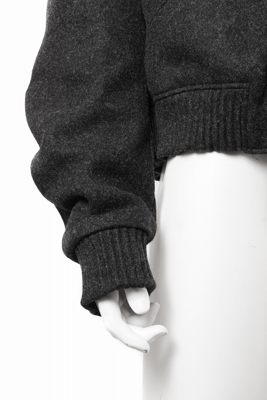 OPPOSE DUALITY MELTON BOMBER JACKET (BLACK) - Image 7