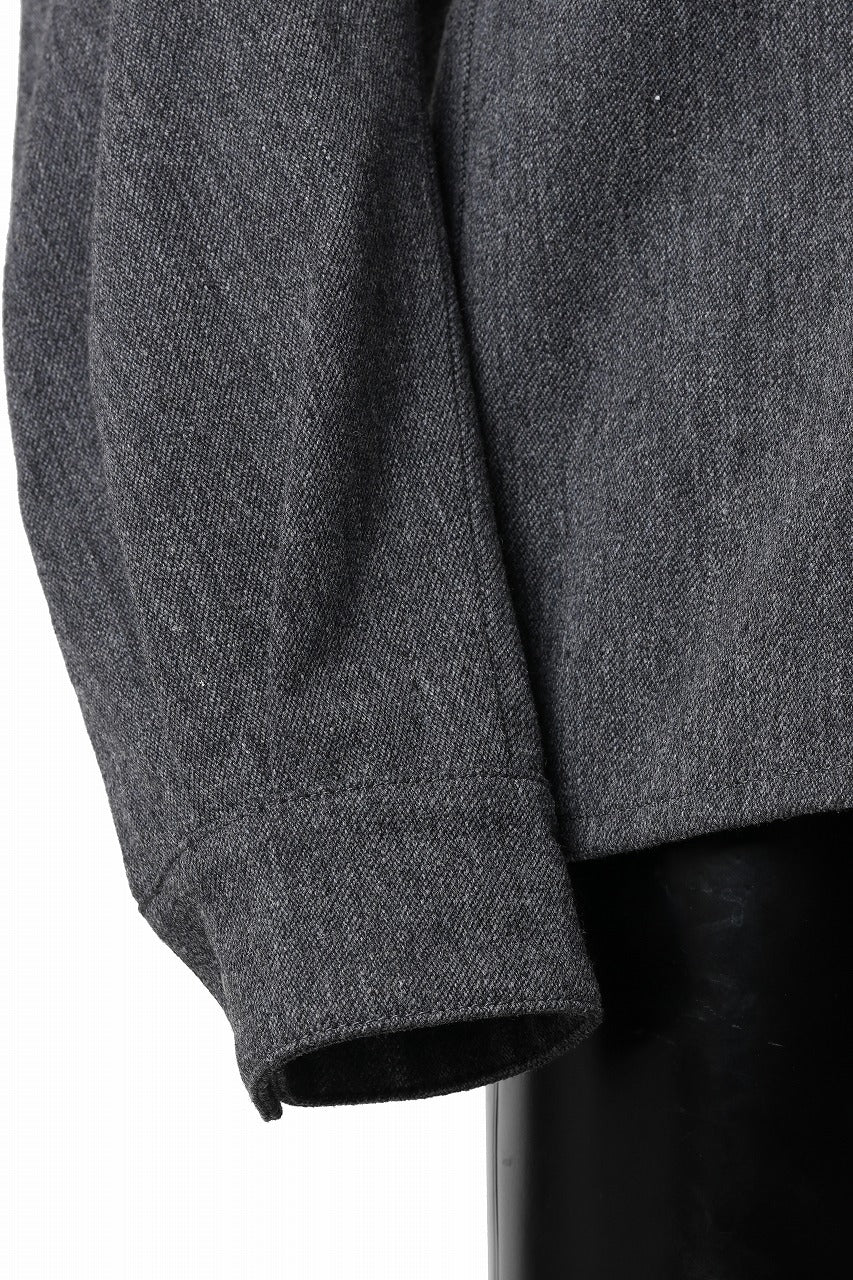 OPPOSE DUALITY PANEL SHIRT JACKET / WOOL x COTTON TWILL (GRAY) - Image 10