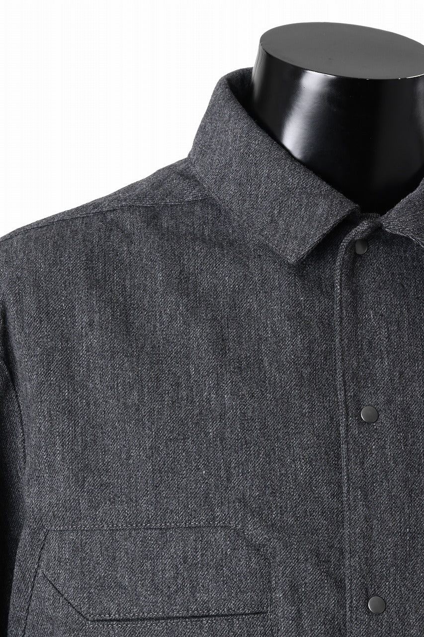 OPPOSE DUALITY PANEL SHIRT JACKET / WOOL x COTTON TWILL (GRAY) - Image 11