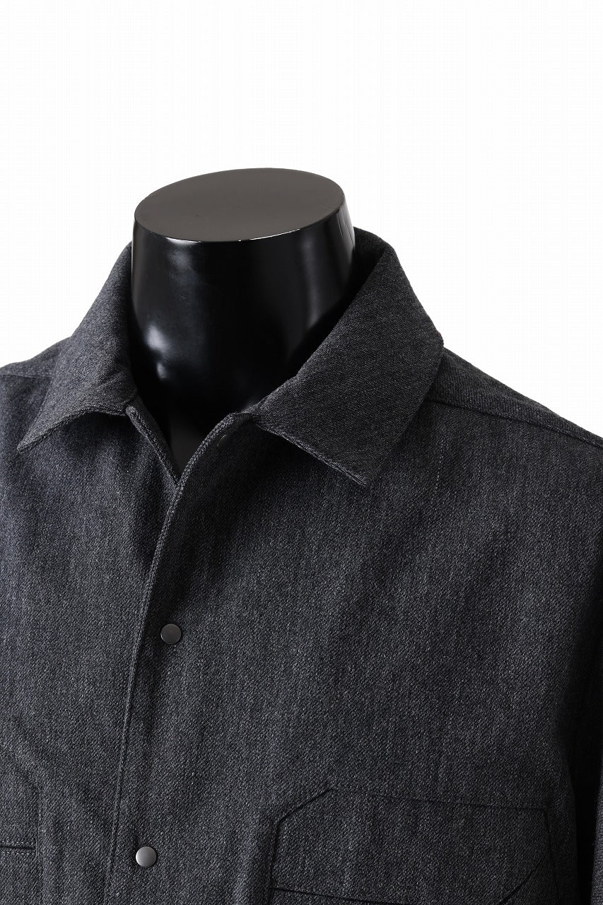 OPPOSE DUALITY PANEL SHIRT JACKET / WOOL x COTTON TWILL (GRAY) - Image 12