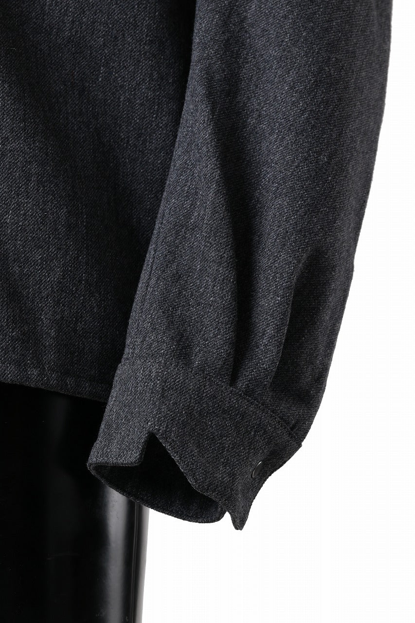 OPPOSE DUALITY PANEL SHIRT JACKET / WOOL x COTTON TWILL (GRAY) - Image 13