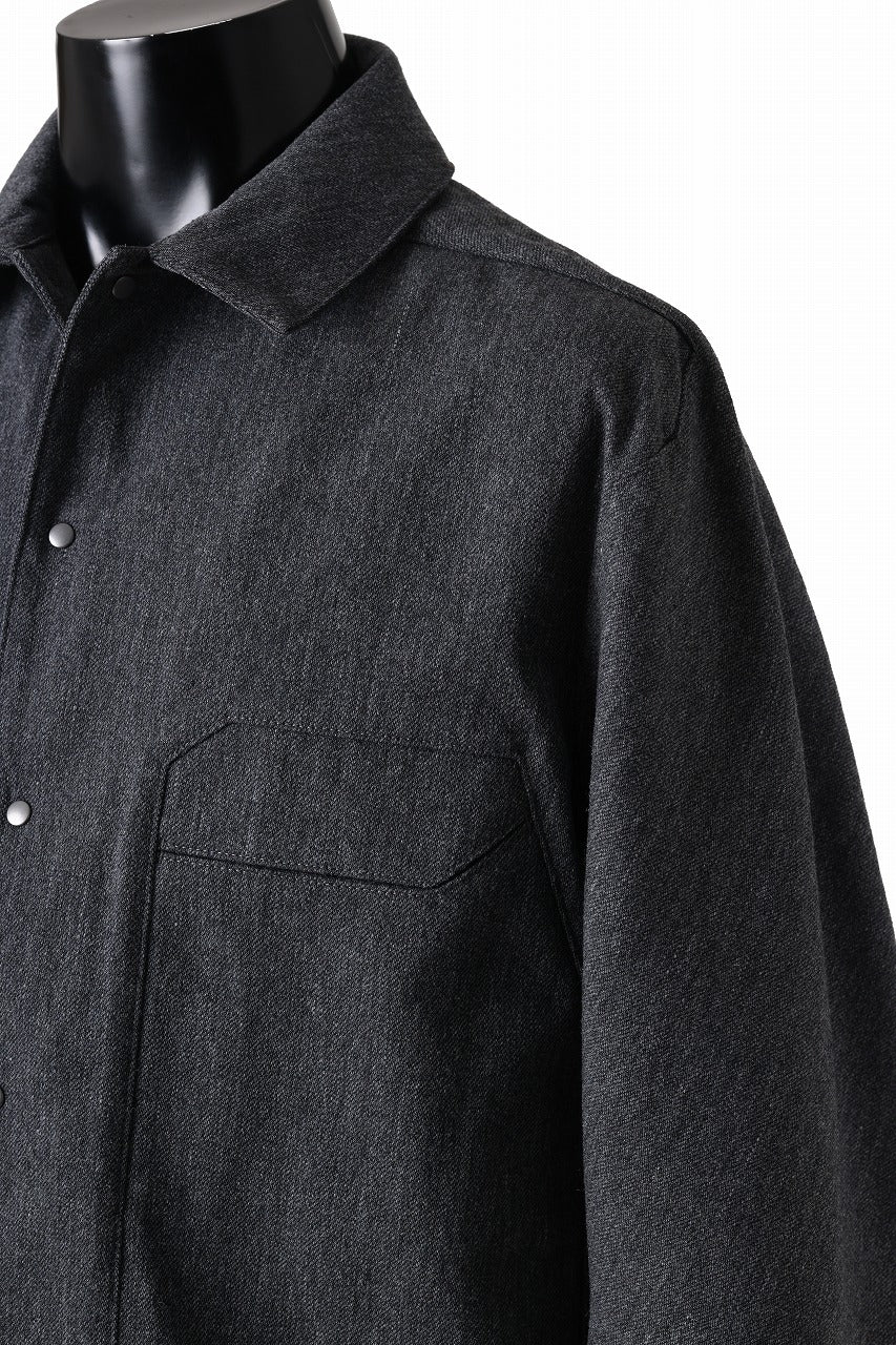 OPPOSE DUALITY PANEL SHIRT JACKET / WOOL x COTTON TWILL (GRAY) - Image 14