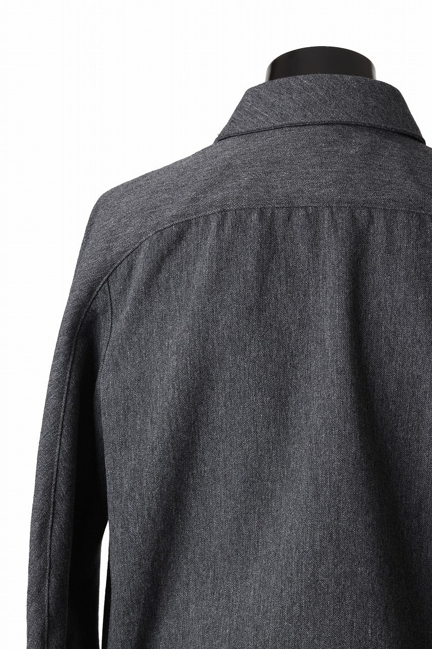 OPPOSE DUALITY PANEL SHIRT JACKET / WOOL x COTTON TWILL (GRAY) - Image 16