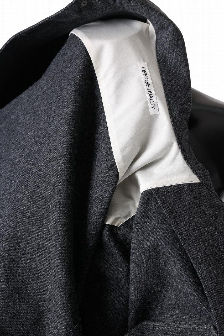OPPOSE DUALITY PANEL SHIRT JACKET / WOOL x COTTON TWILL (GRAY) - Image 18