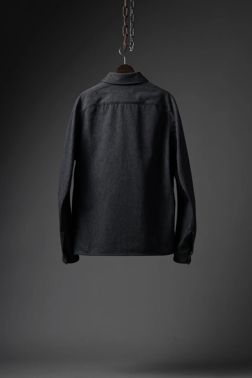 OPPOSE DUALITY PANEL SHIRT JACKET / WOOL x COTTON TWILL (GRAY) - Image 20