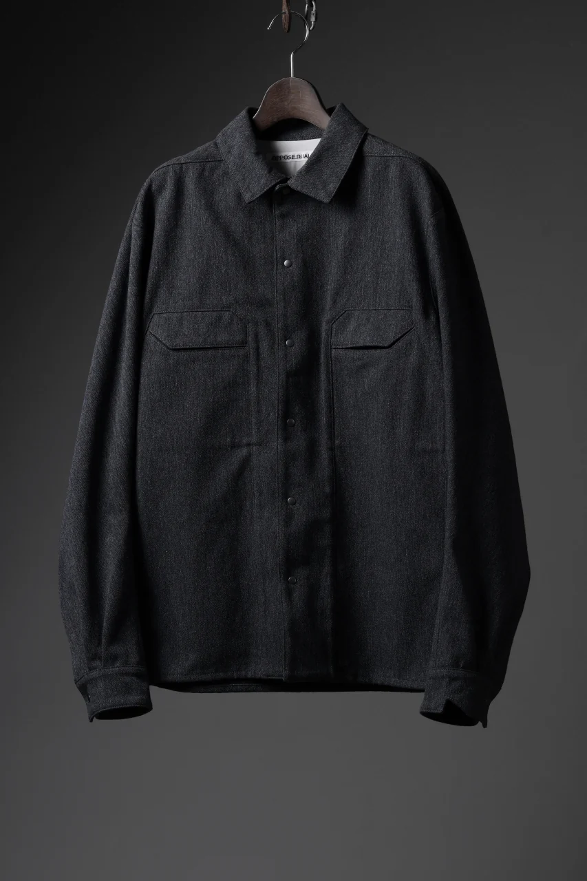 OPPOSE DUALITY PANEL SHIRT JACKET / WOOL x COTTON TWILL (GRAY) - Image 21