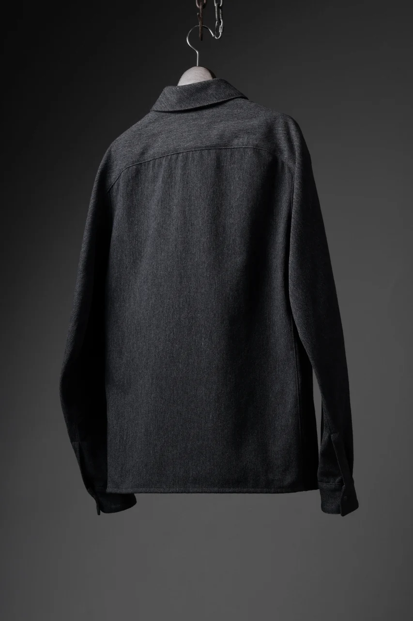 OPPOSE DUALITY PANEL SHIRT JACKET / WOOL x COTTON TWILL (GRAY) - Image 22