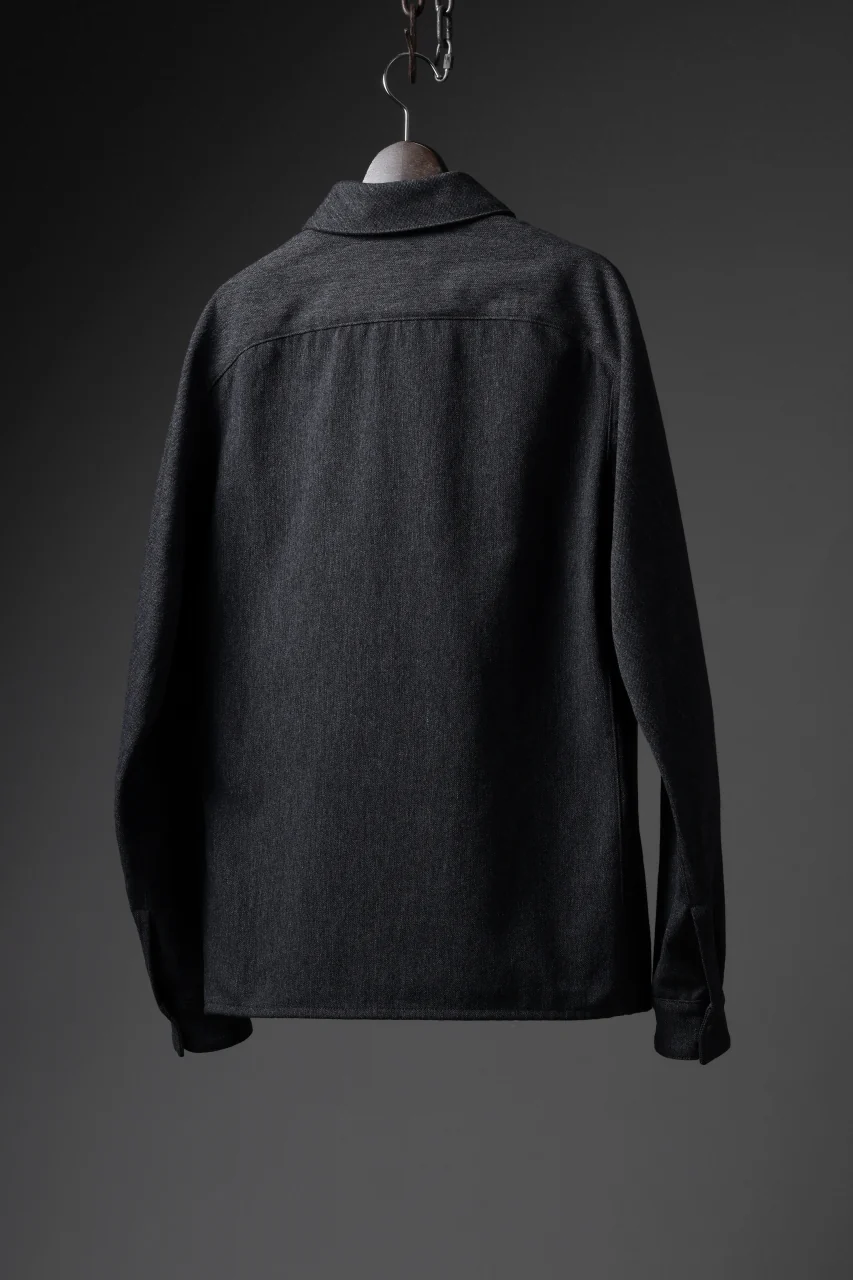 OPPOSE DUALITY PANEL SHIRT JACKET / WOOL x COTTON TWILL (GRAY) - Image 24