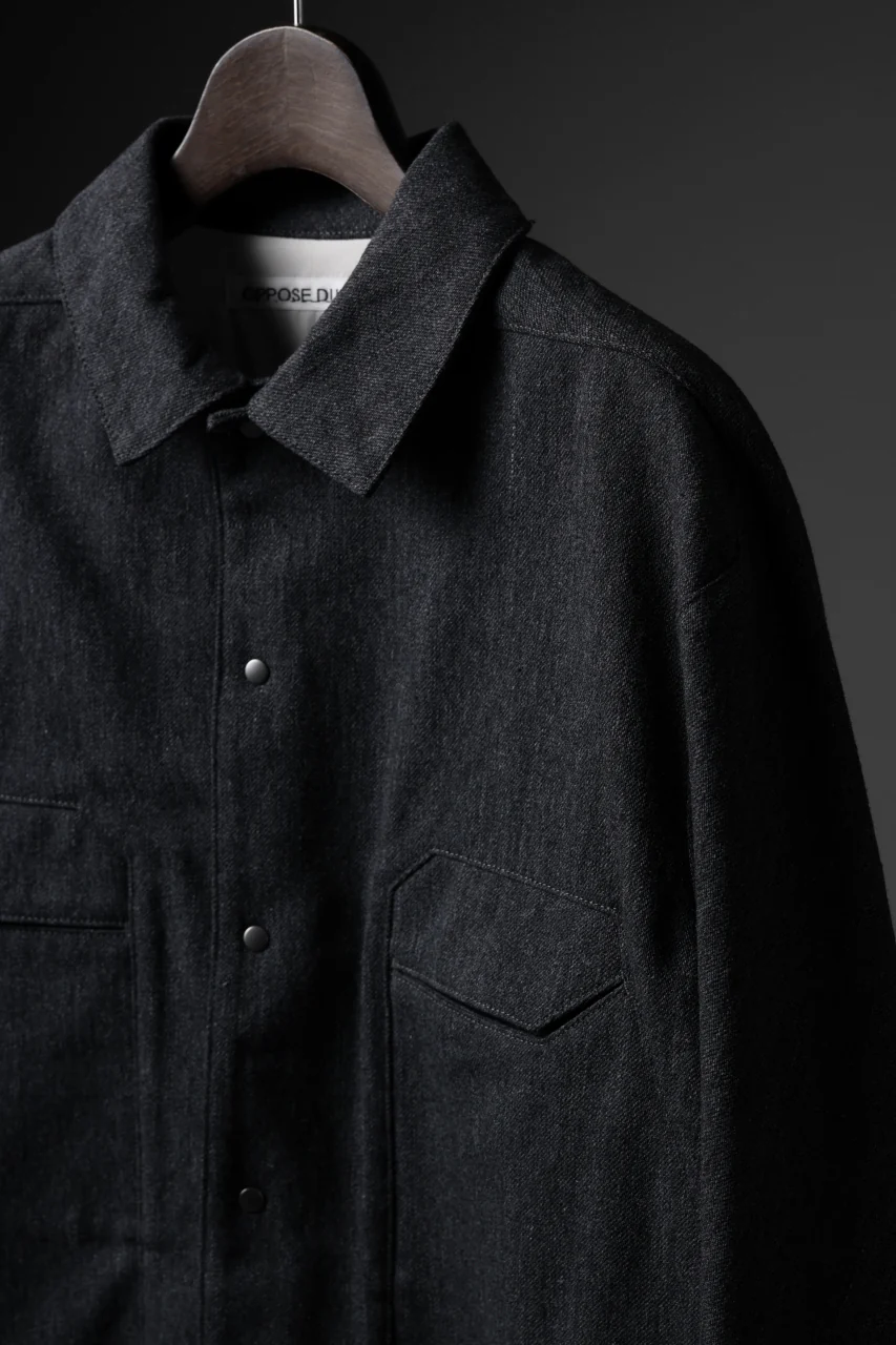 OPPOSE DUALITY PANEL SHIRT JACKET / WOOL x COTTON TWILL (GRAY) - Image 25
