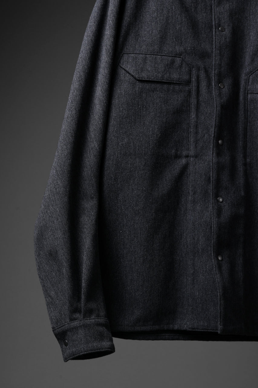 OPPOSE DUALITY PANEL SHIRT JACKET / WOOL x COTTON TWILL (GRAY) - Image 26