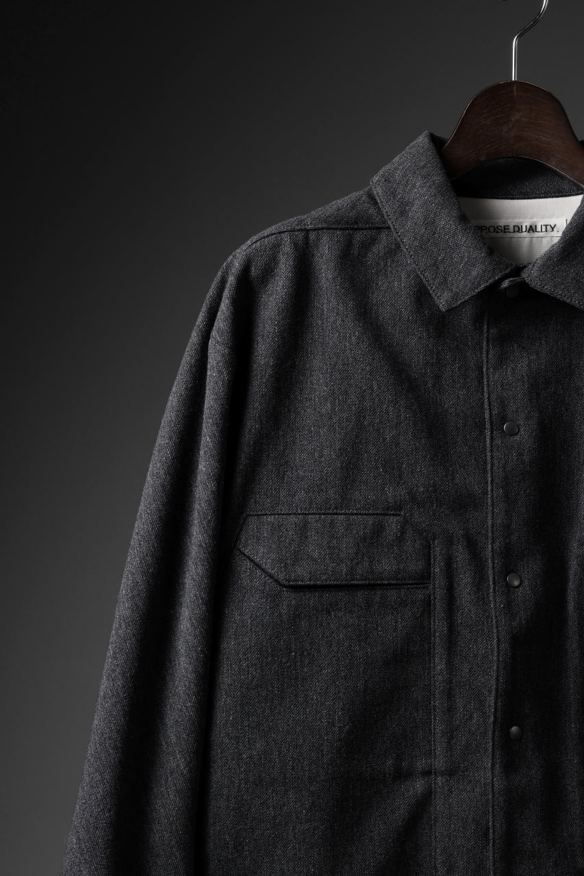 OPPOSE DUALITY PANEL SHIRT JACKET / WOOL x COTTON TWILL (GRAY) - Image 27