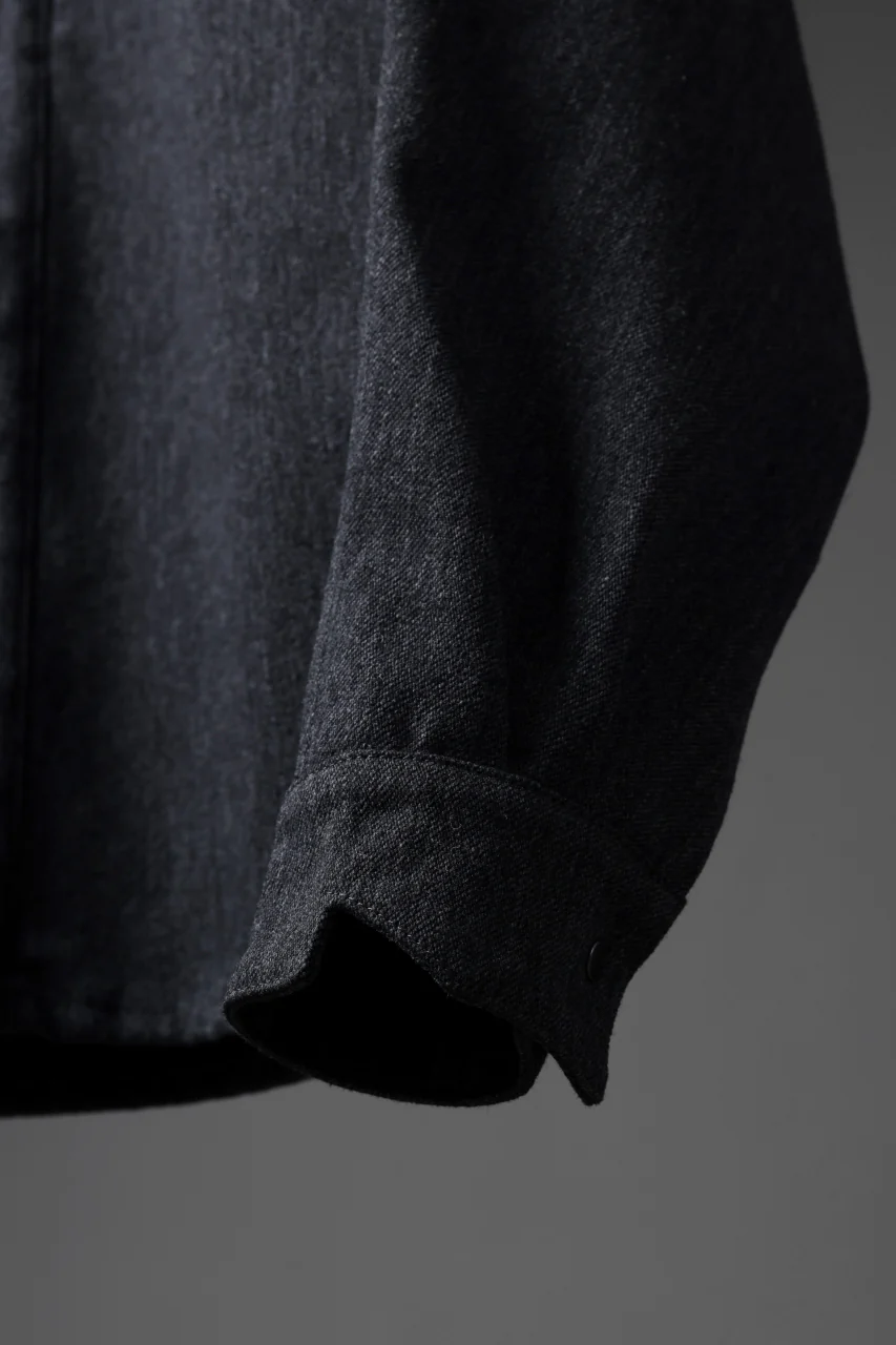 OPPOSE DUALITY PANEL SHIRT JACKET / WOOL x COTTON TWILL (GRAY) - Image 28