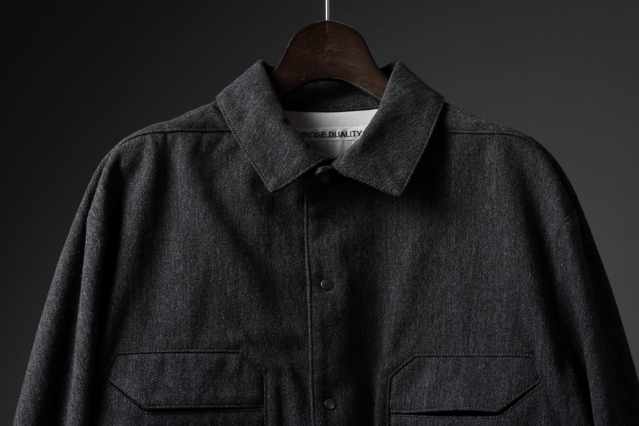 OPPOSE DUALITY PANEL SHIRT JACKET / WOOL x COTTON TWILL (GRAY) - Image 34