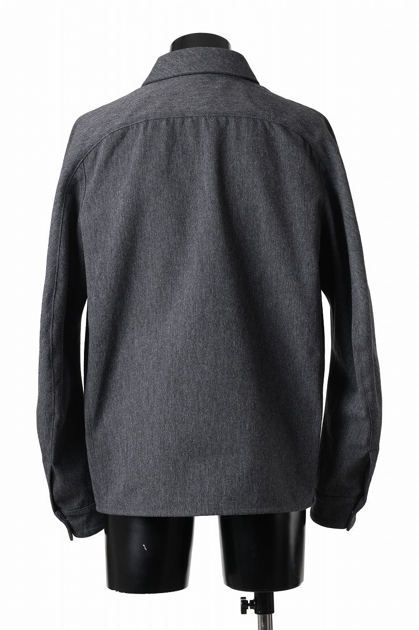 OPPOSE DUALITY PANEL SHIRT JACKET / WOOL x COTTON TWILL (GRAY) - Image 5