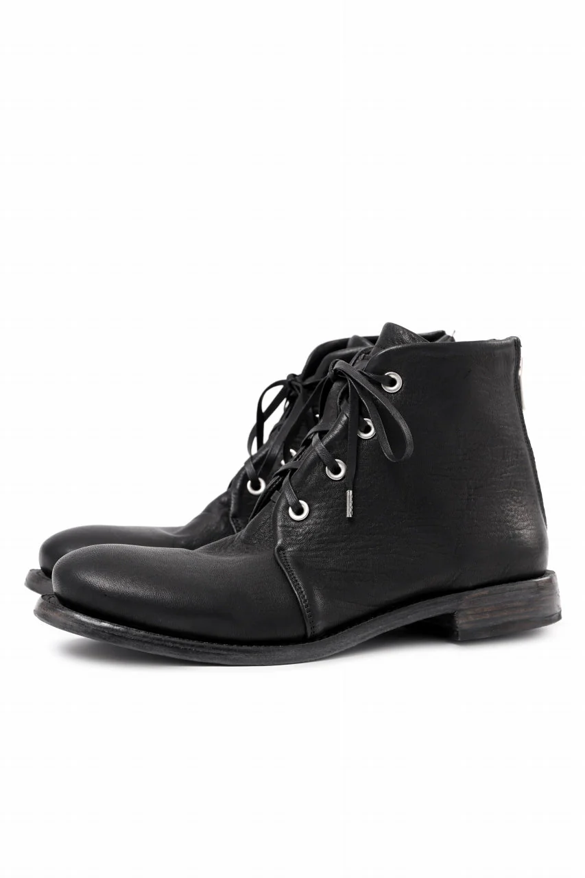 Portaille 4 HOLE LACE UP BOOTS / BURNED HORSE (BLACK) - Image 2