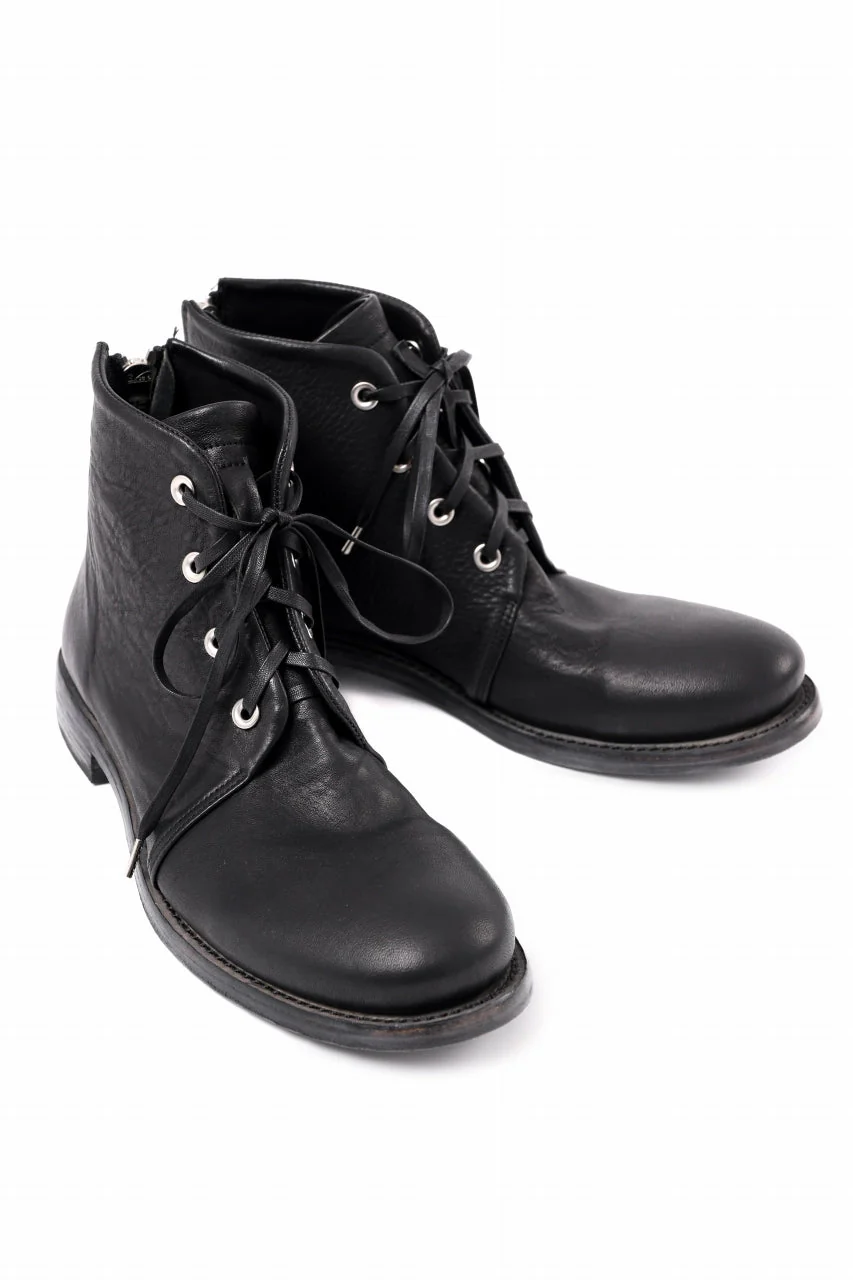 Portaille 4 HOLE LACE UP BOOTS / BURNED HORSE (BLACK) - Image 4