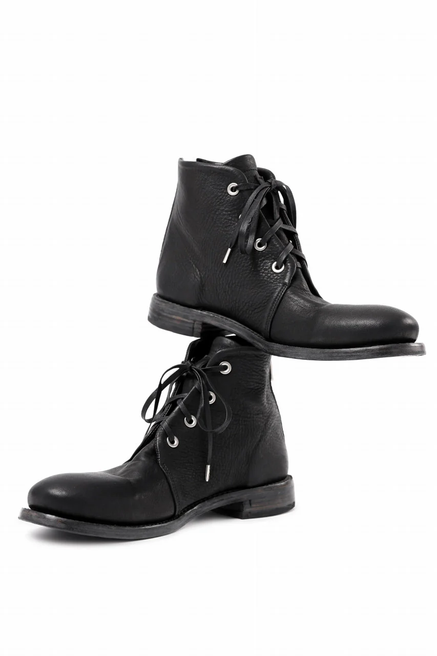 Portaille 4 HOLE LACE UP BOOTS / BURNED HORSE (BLACK) - Image 7
