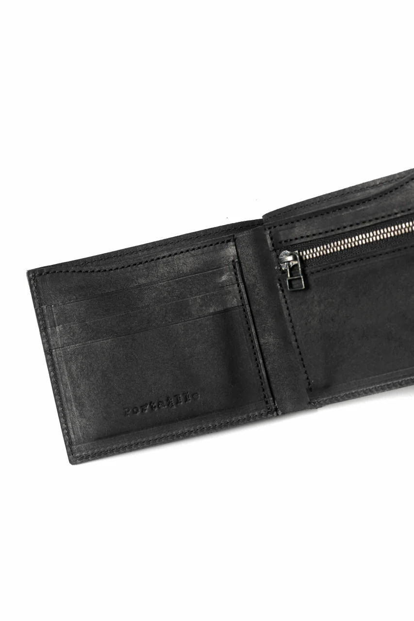 Portaille "Atelier Made" exclusive BI-FOLD WALLET / PUEBLO by Badalassi Carlo (BLACK) - Image 7