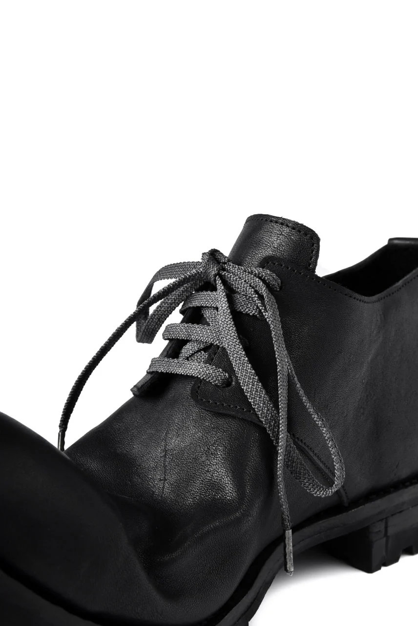 Portaille exclusive Derby Shoes / Heated Shrink Horse Leather / Vibram #100 (BLACK) - Image 15