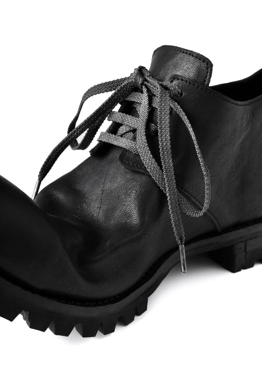 Portaille exclusive Derby Shoes / Heated Shrink Horse Leather / Vibram #100 (BLACK) - Image 25