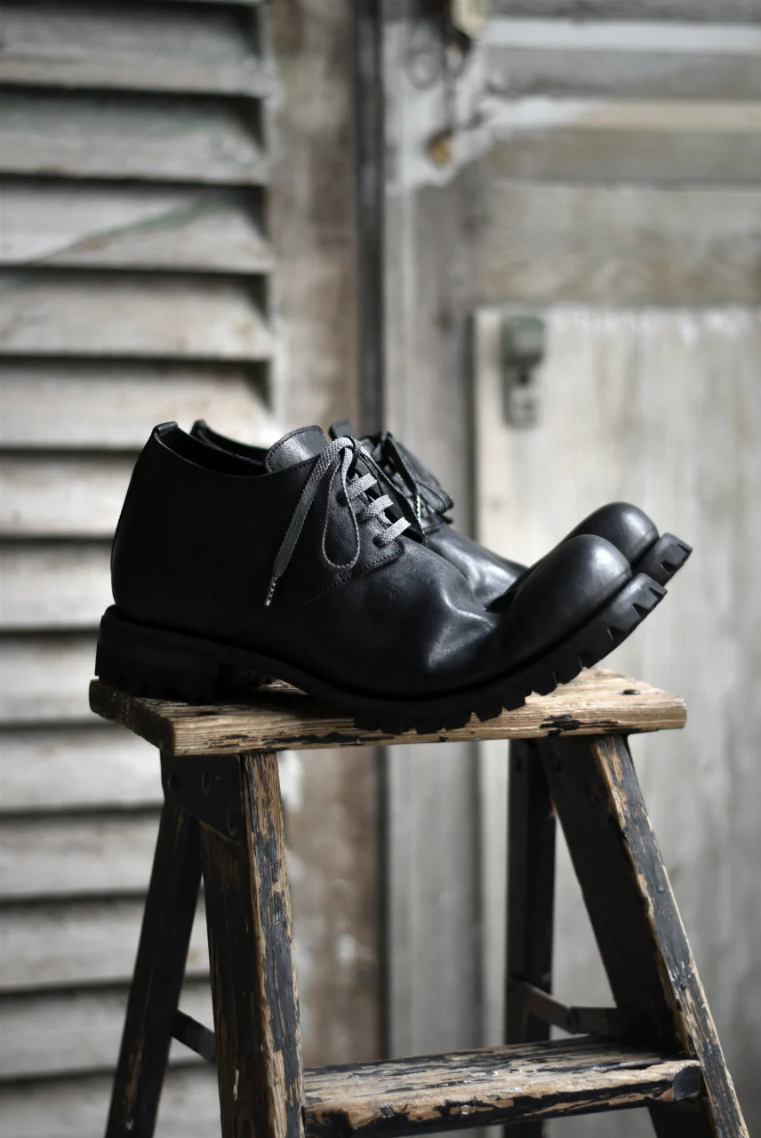 Portaille exclusive Derby Shoes / Heated Shrink Horse Leather / Vibram #100 (BLACK) - Image 32