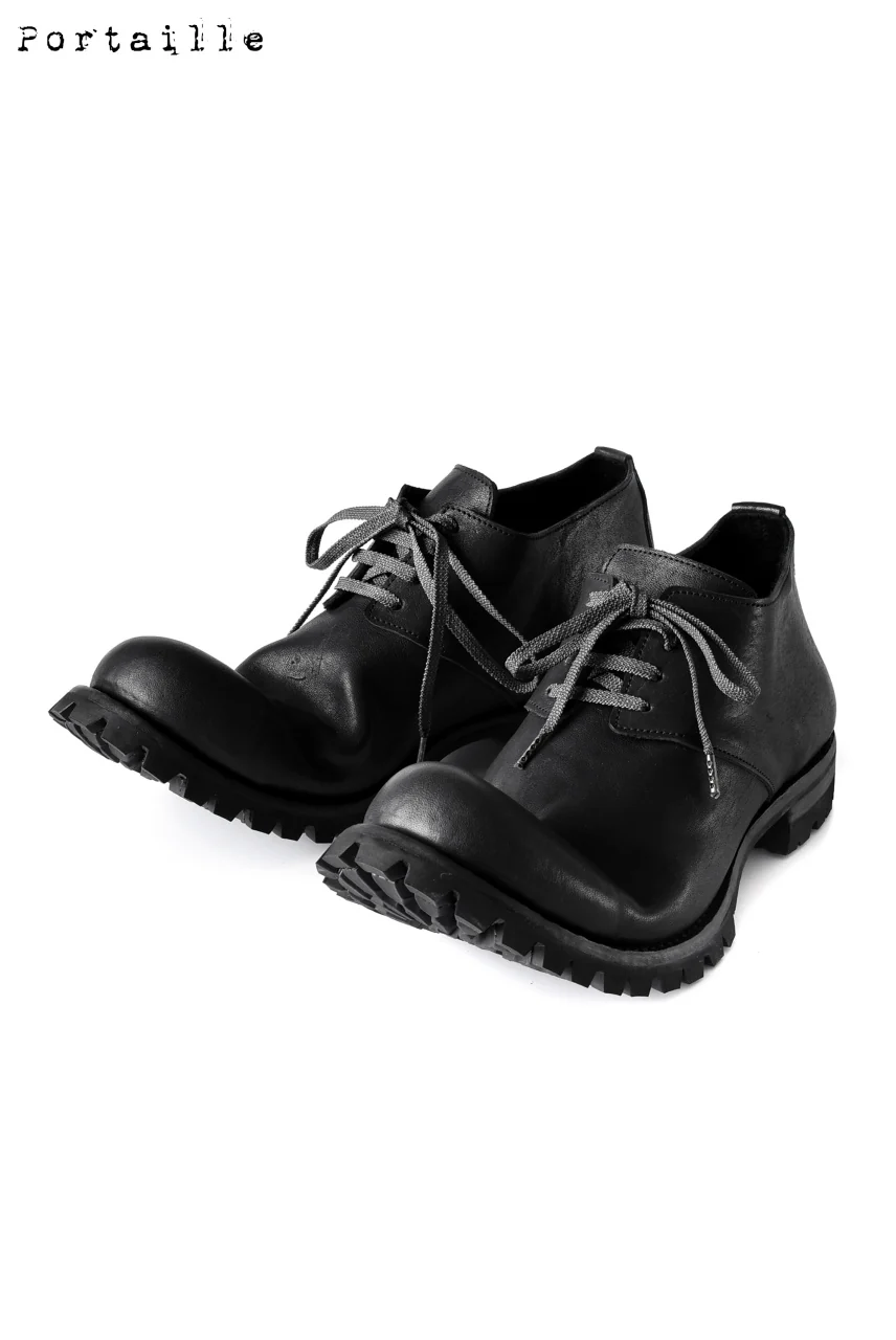 Portaille exclusive Derby Shoes / Heated Shrink Horse Leather / Vibram #100 (BLACK) - Image 4