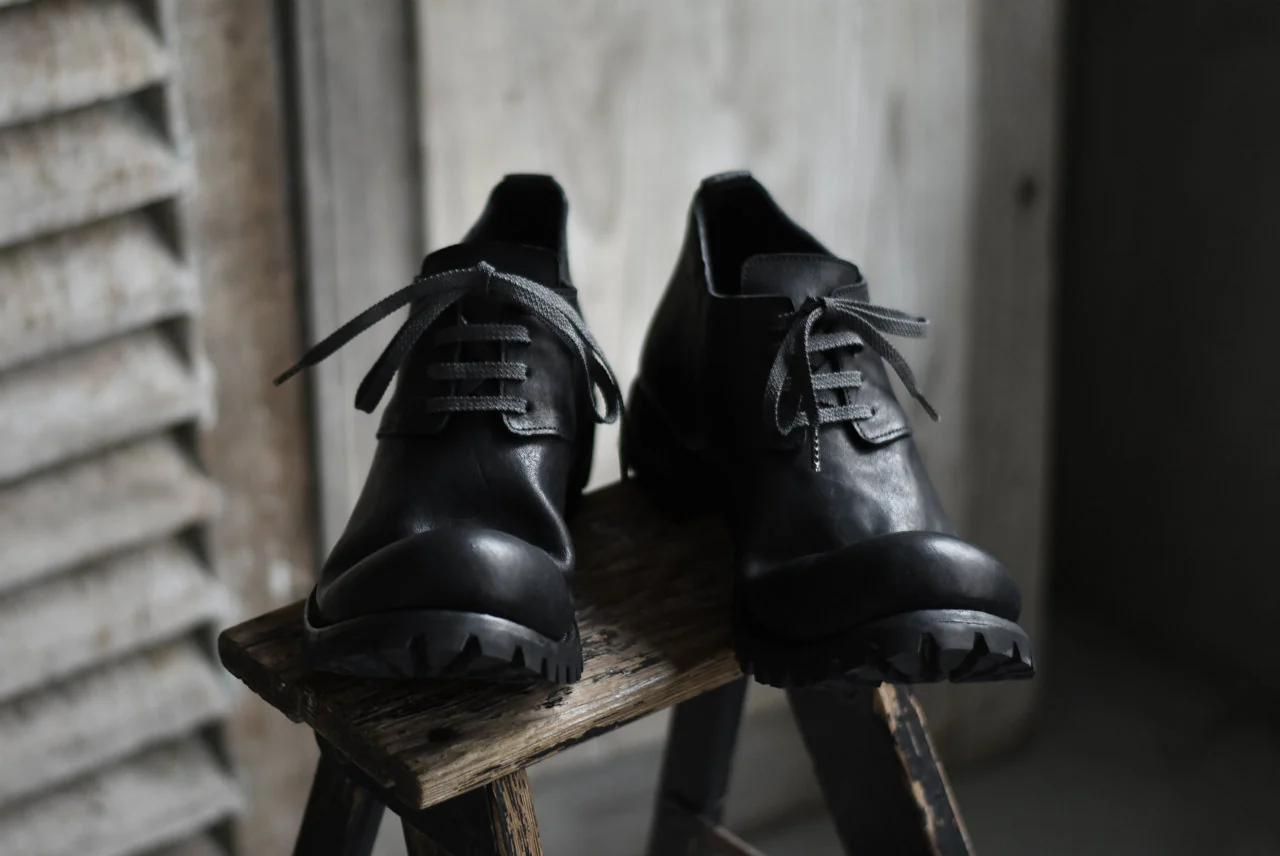 Portaille exclusive Derby Shoes / Heated Shrink Horse Leather / Vibram #100 (BLACK) - Image 41