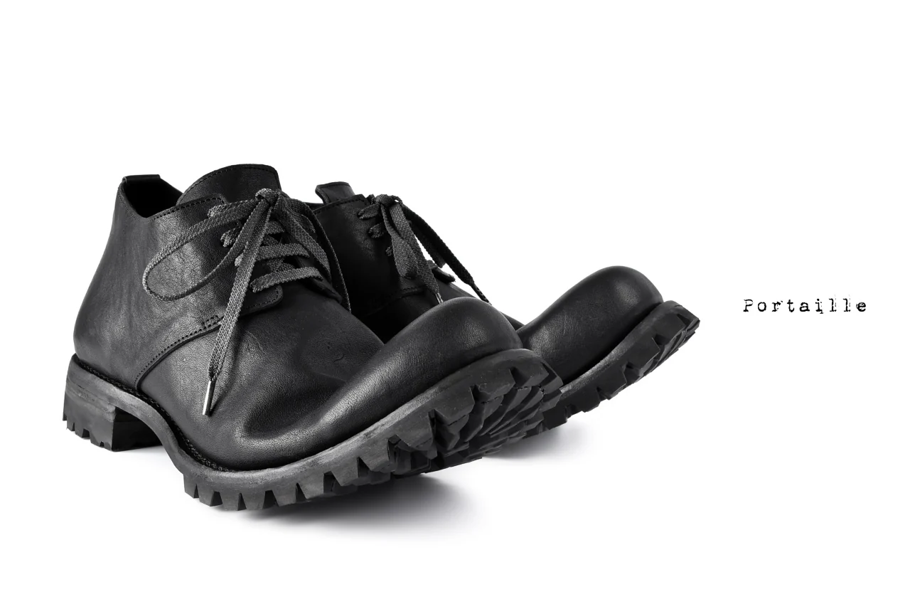 Portaille exclusive Derby Shoes / Heated Shrink Horse Leather / Vibram #100 (BLACK) - Image 45