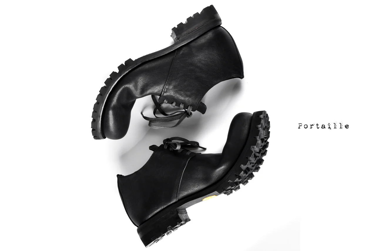 Portaille exclusive Derby Shoes / Heated Shrink Horse Leather / Vibram #100 (BLACK) - Image 47
