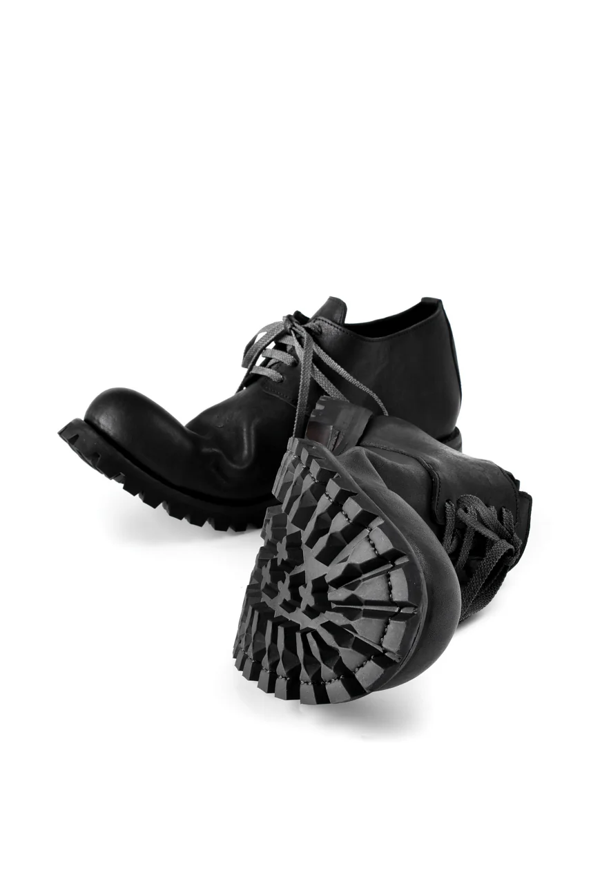 Portaille exclusive Derby Shoes / Heated Shrink Horse Leather / Vibram #100 (BLACK) - Image 8