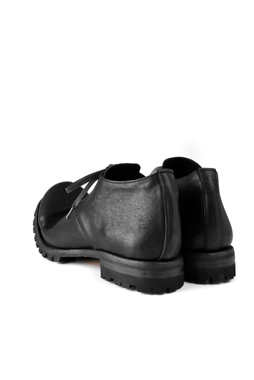 Portaille exclusive Derby Shoes / Heated Shrink Horse Leather / Vibram #100 (BLACK) - Image 9