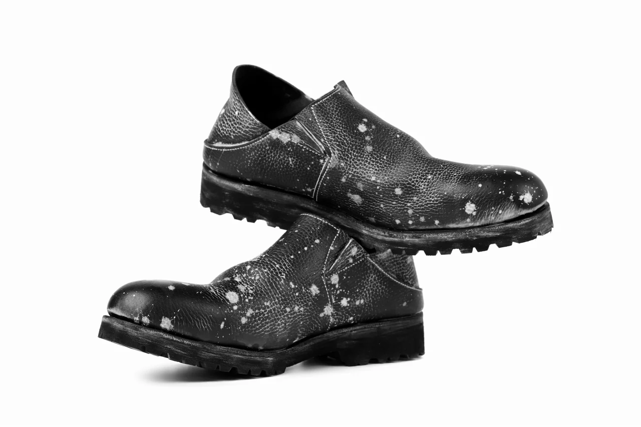 Portaille exclusive PL5 VB Slipon Shoes / Oiled Kip handpainted (BLACK) - Image 26