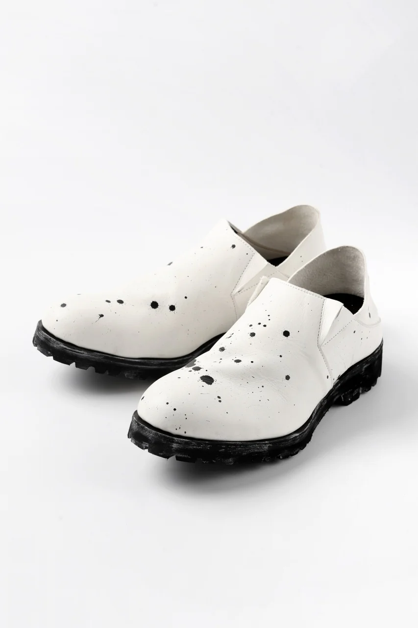 Portaille exclusive PL5 VB Slipon Shoes / Oiled Steer handpainted (WHITE)