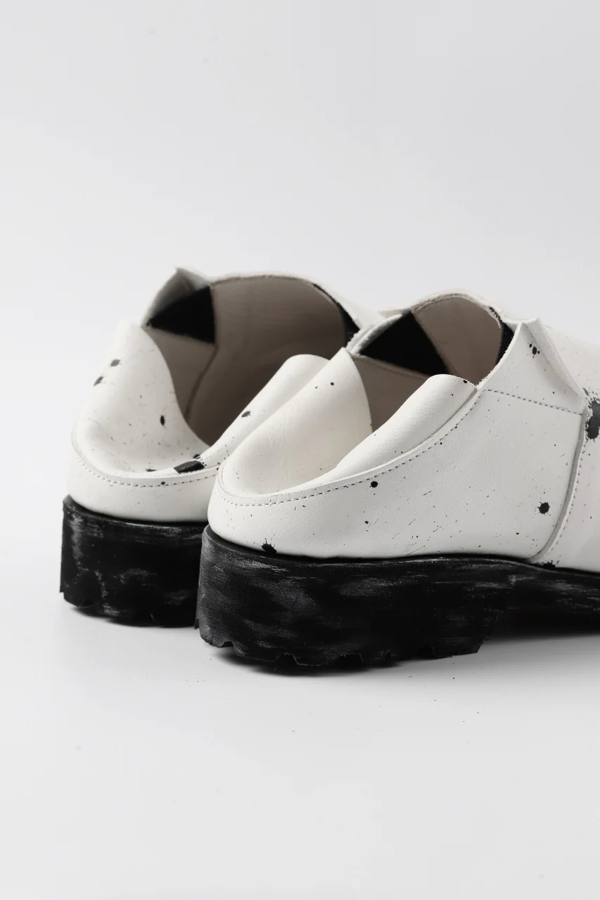 Portaille exclusive PL5 VB Slipon Shoes / Oiled Steer handpainted (WHITE) - Image 18