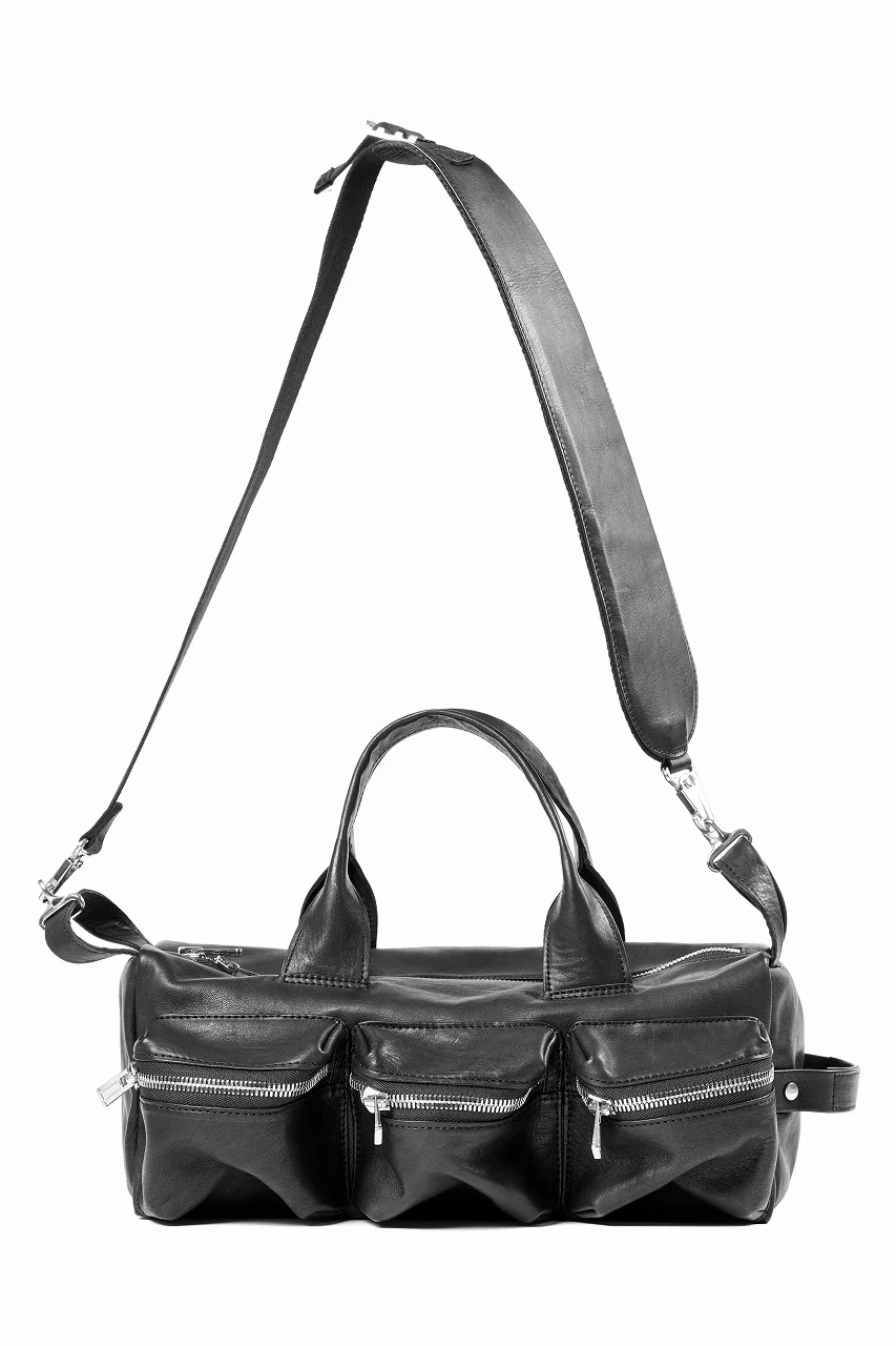 Portaille GP22 MILITARY BOSTON BAG / ROMA SOFT TANNED HORSE LEATHER (DEEP BLACK)
