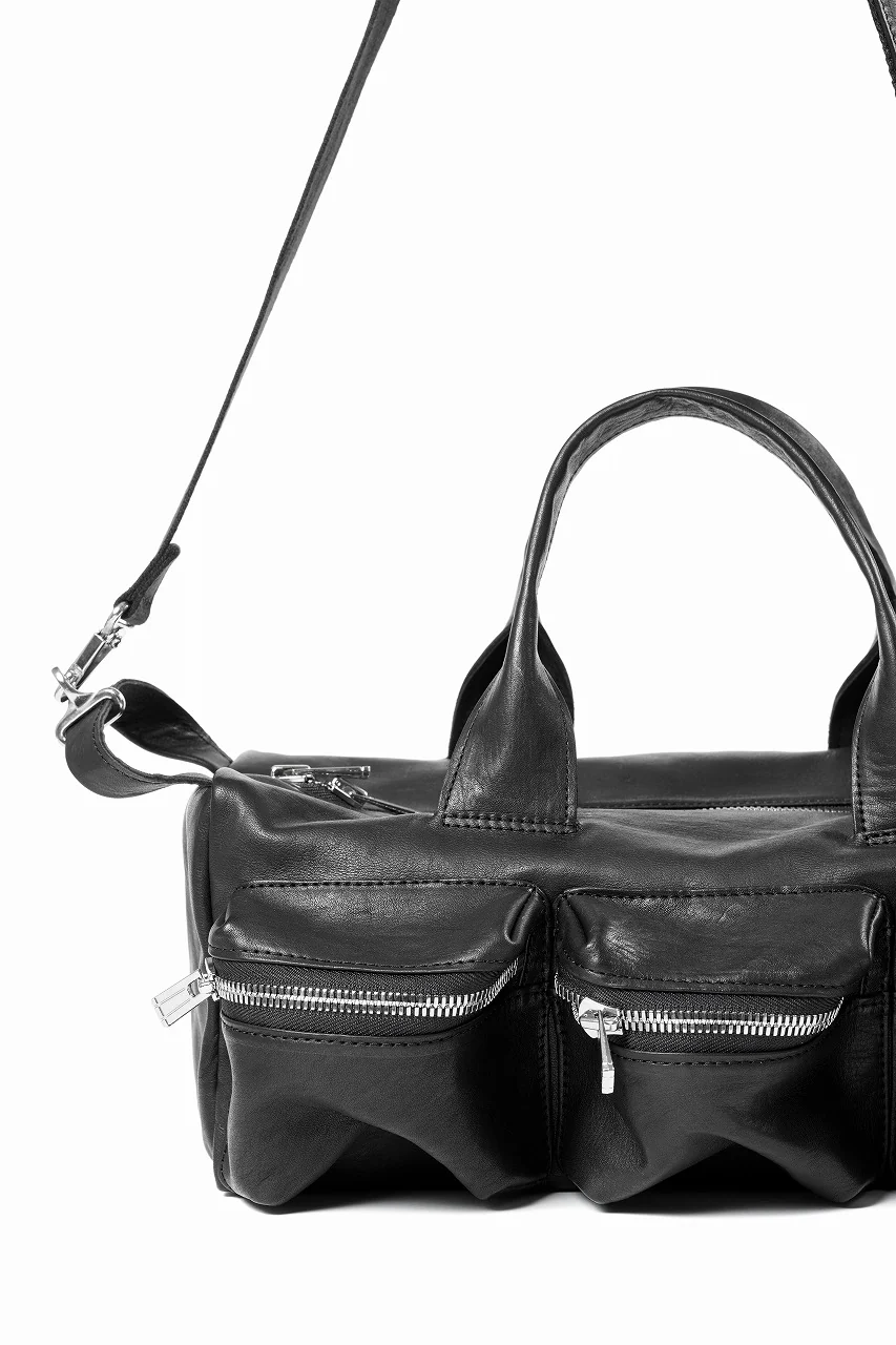 Portaille GP22 MILITARY BOSTON BAG / ROMA SOFT TANNED HORSE LEATHER (DEEP BLACK) - Image 11
