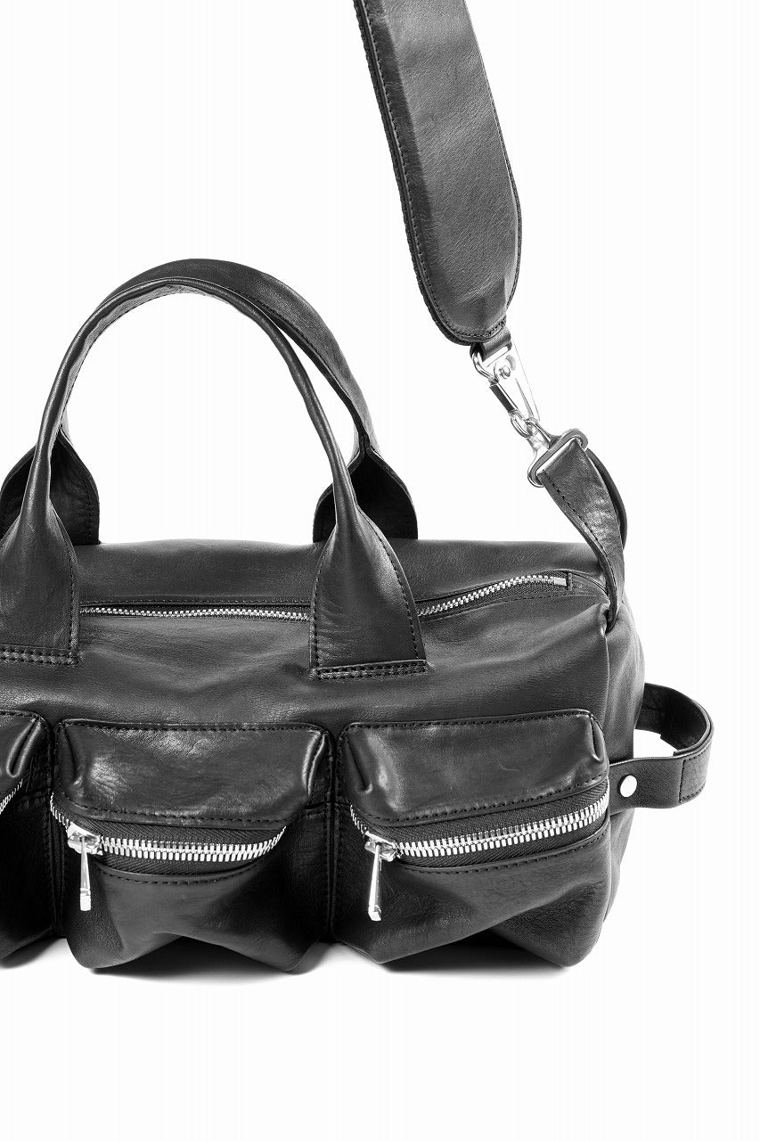 Portaille GP22 MILITARY BOSTON BAG / ROMA SOFT TANNED HORSE LEATHER (DEEP BLACK) - Image 12